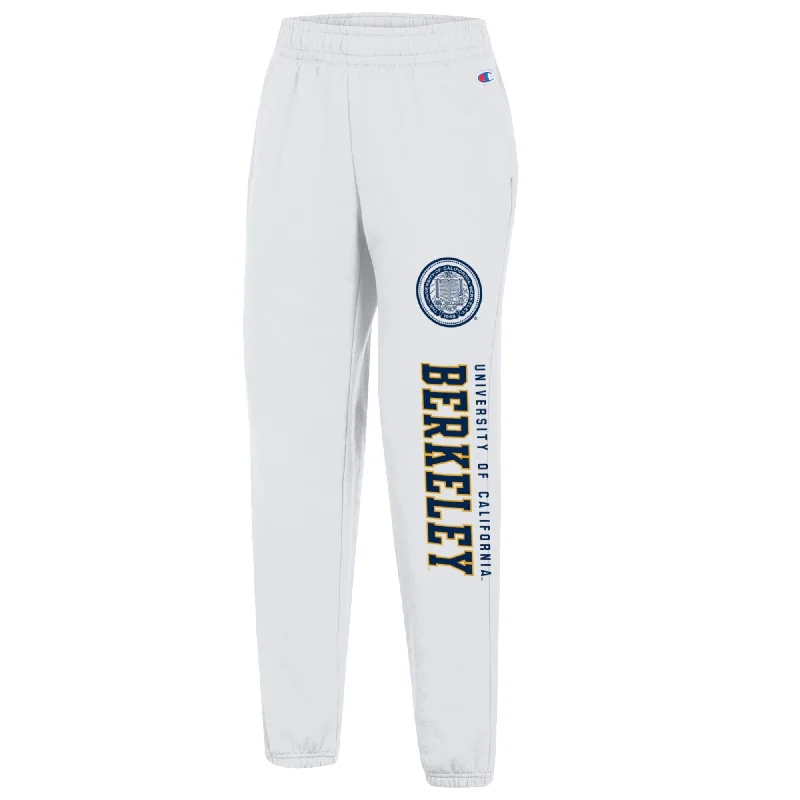 U.C. Berkeley Cal Champion women's sweat pants-White Trendy Tapered Pants