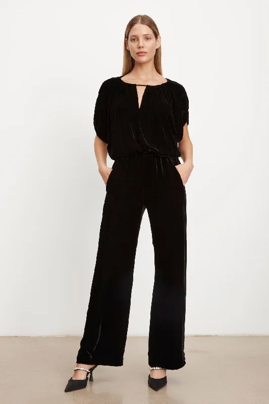 FRIDA SILK VELVET WIDE LEG PANT Classic Straight-Leg Pants