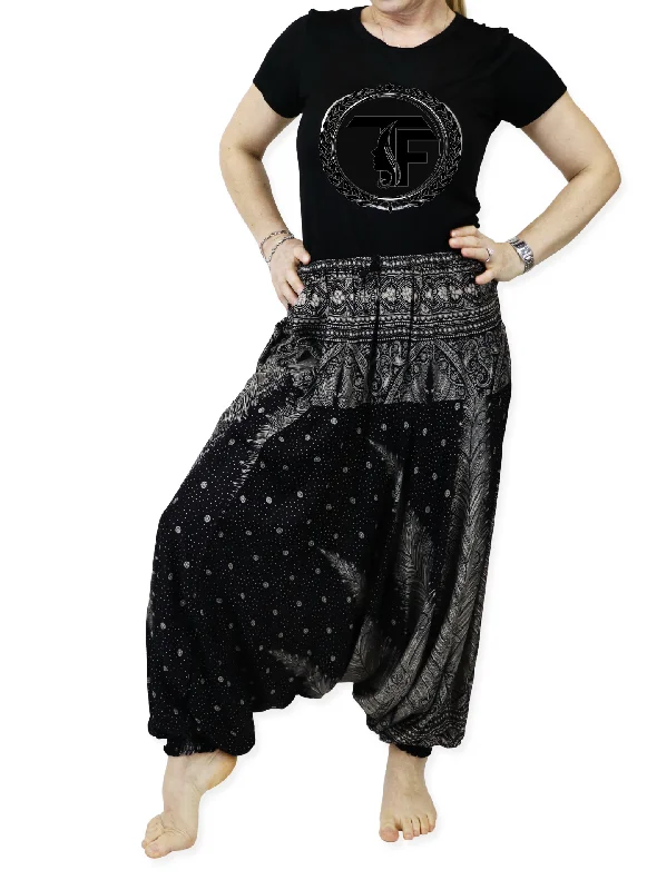 Harem Pants Unisex Peacock Yoga Pants Drop Crotch Floral Baggy Pants Stylish Elastic Waist Pants Harem Pants Unisex Peacock Yoga Pants Drop Crotch Floral Baggy Pants Stylish Elastic Waist Pants