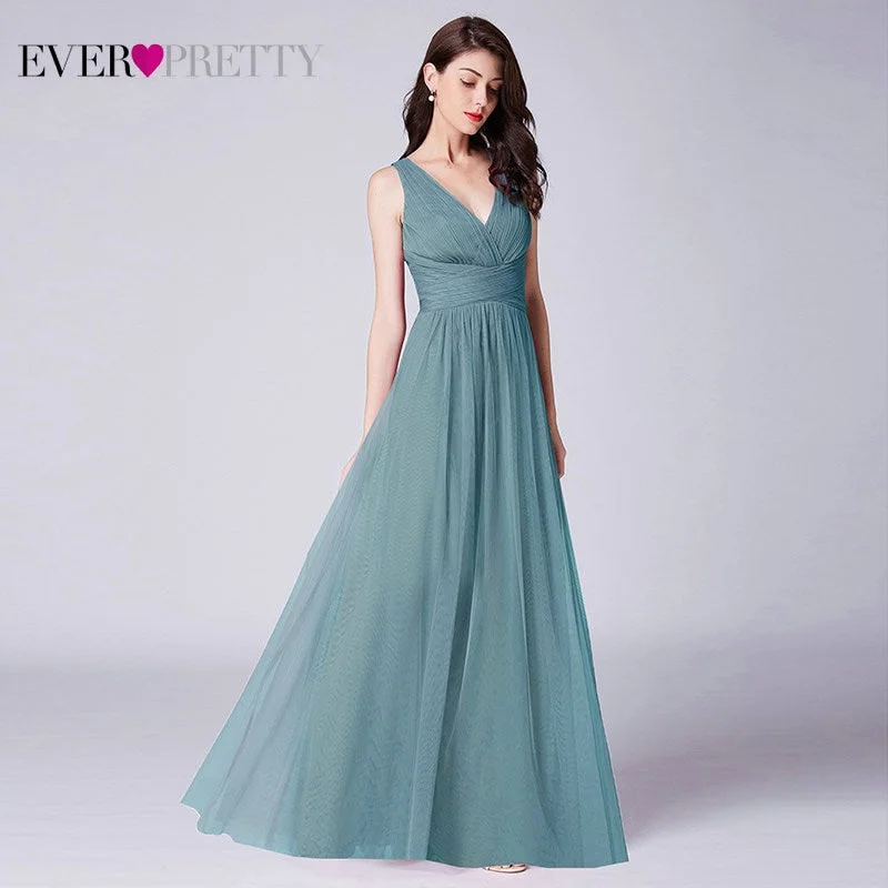 Elegant Tulle Prom Dresses Ever Pretty V-Neck Sleeveless Formal Prom Dress EP07526 Women Summer Party Gowns Vestidos Compridos