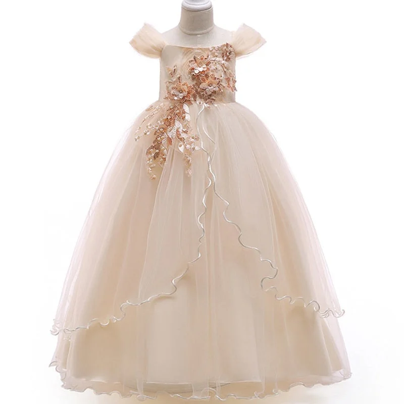 Beading dress ladies dress flower girl dresses for wedding girls dress first communion princess party baby tutu costume LP-213