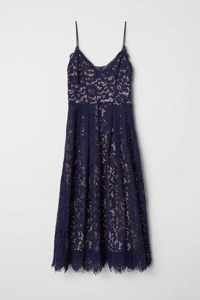 Dark Blue Short Lace homecoming Dress   cg9813