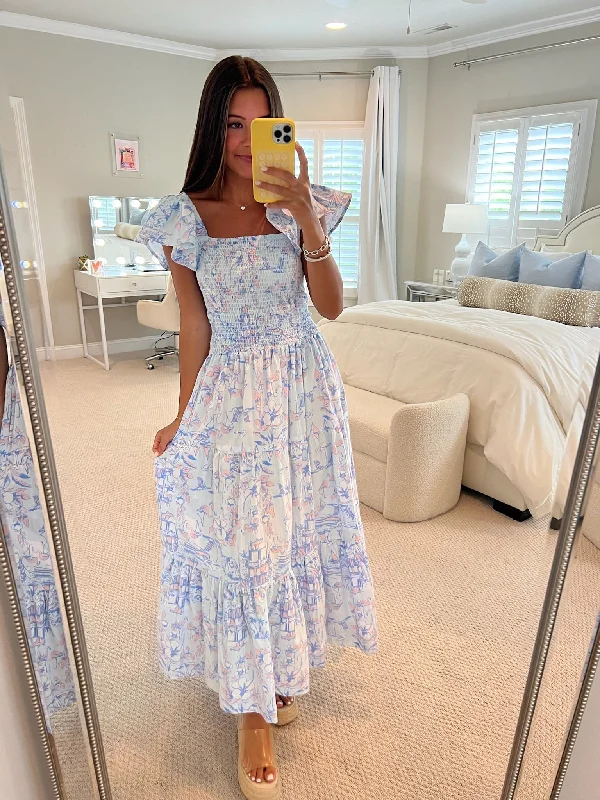 Thank You Kindly Smocked Dress - Blue