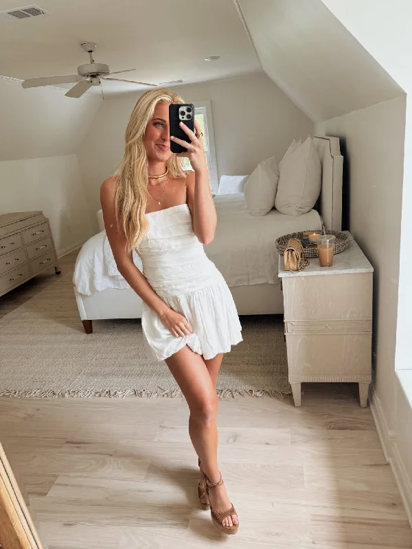 Elliot Ruched Dress - White