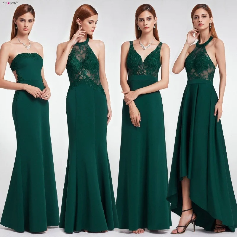 Dark Green Prom Dresses 2020 Ever-Pretty Women Elegant Ilussion Sexy Celebrity Dress Prom Lace Vestido De Festa Gala Jurken Long