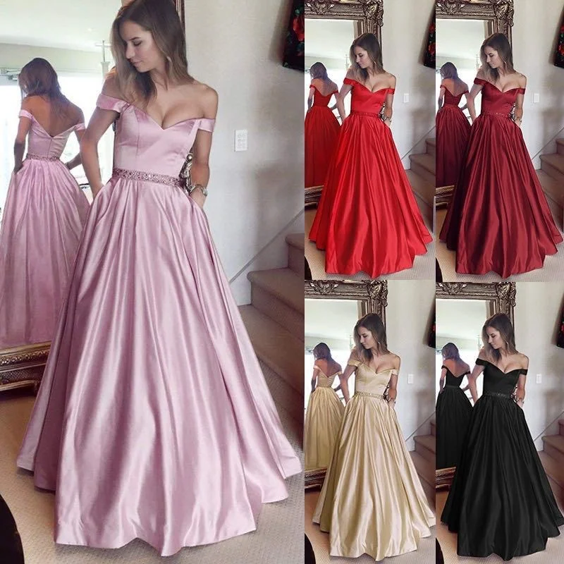 Evening Dresses Long Sexy A-line Sleeveless Off-Shoulder Sweetheart Party Gowns For Wedding Guest Formal Dresses 2020