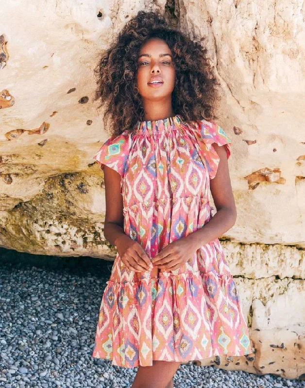 Ikat A-line Dress Pink