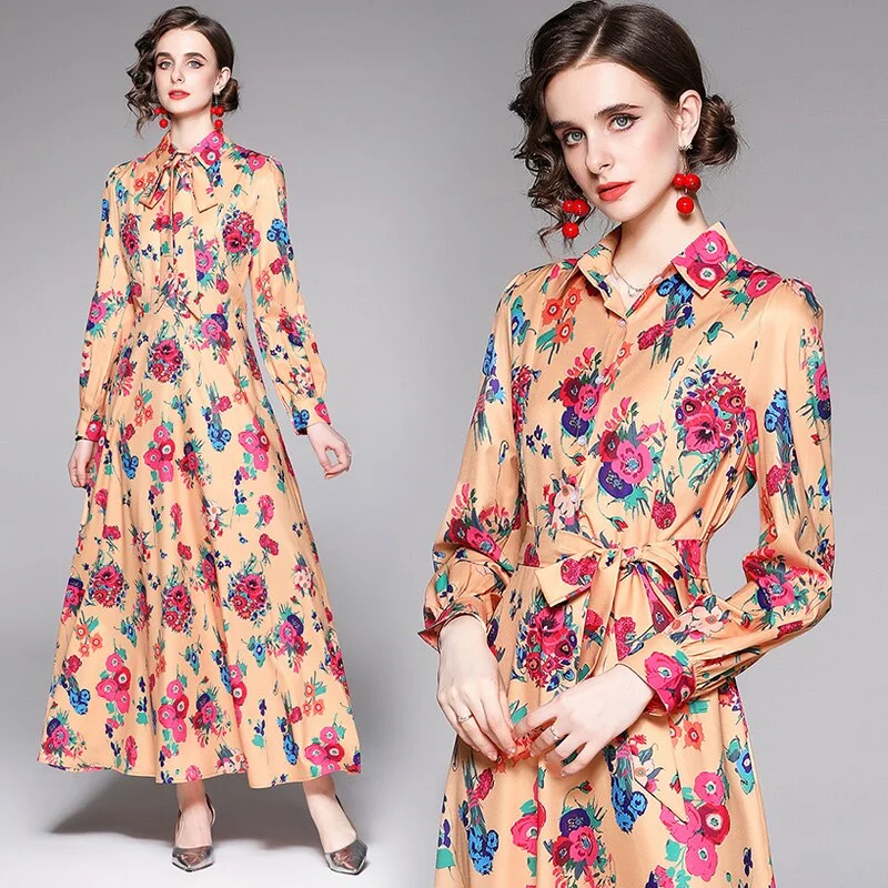 Design Floral Printed Big Shirt Dress 2023 Long Sleeve Spring/Autumn Turn-down Collar Party Maxi Dress French Dress Women Chic Summer Maxi Dress Design Floral Printed Big Shirt Dress 2023 Long Sleeve Spring/Autumn Turn-down Collar Party Maxi Dress French Dress Women Chic Summer Maxi Dress
