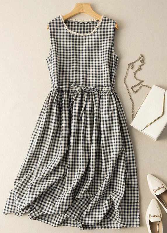 Fitted Black White Plaid O-Neck Patchwork Tie Waist Maxi Dress Summer Cozy Knit Maxi Dress Fitted Black White Plaid O-Neck Patchwork Tie Waist Maxi Dress Summer Cozy Knit Maxi Dress