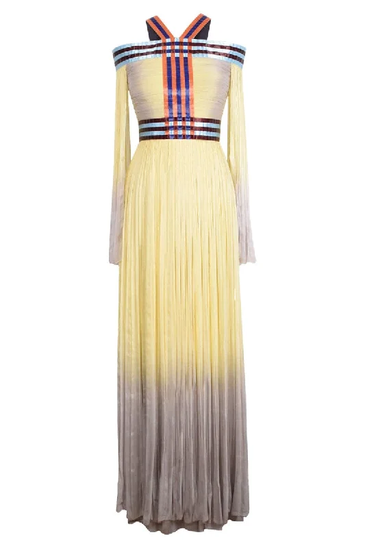 GATHERED CHIFFON OFF-SHOULDER MAXI DRESS Cozy Ribbed Maxi Dress