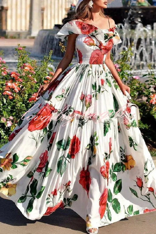Glamorous Rose Print Patchwork Pleated High Waisted Maxi Dress Elegant Sleeveless Maxi Dress Glamorous Rose Print Patchwork Pleated High Waisted Maxi Dress Elegant Sleeveless Maxi Dress