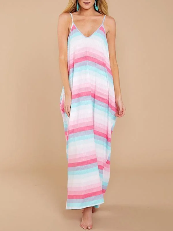 New 2018 Spaghetti Strap Beach Boho Maxi Dress Stylish Long Sleeve Maxi Dress