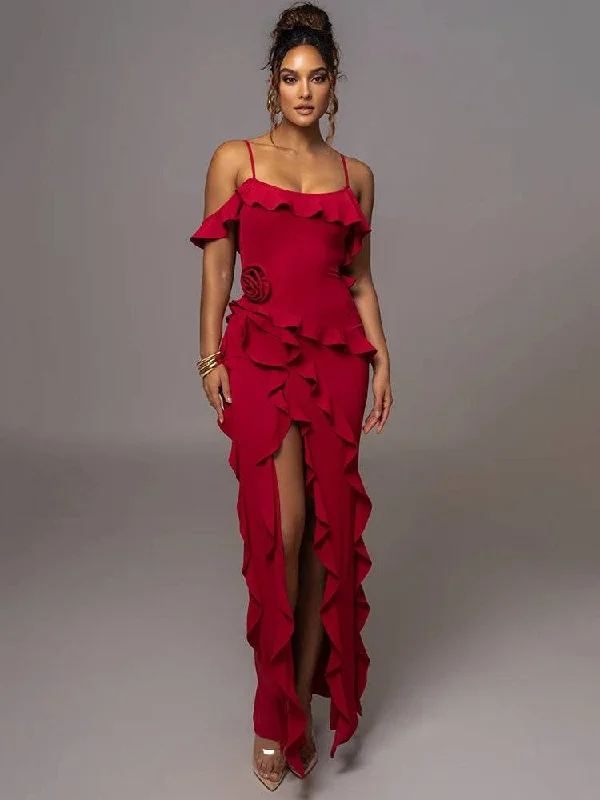 Perla Maxi Dress Elegant Lace-Up Maxi Dress