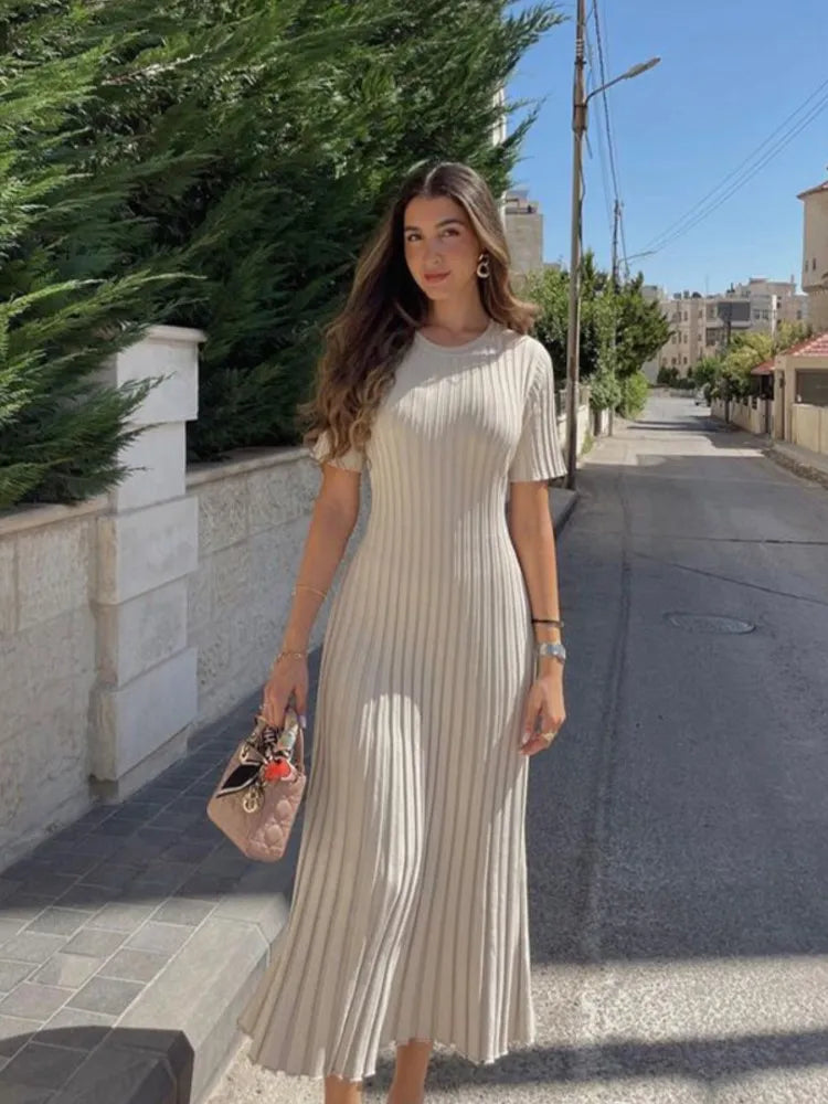 Ribbed Knite Maxi Dress Chic Sleeveless Maxi Dress