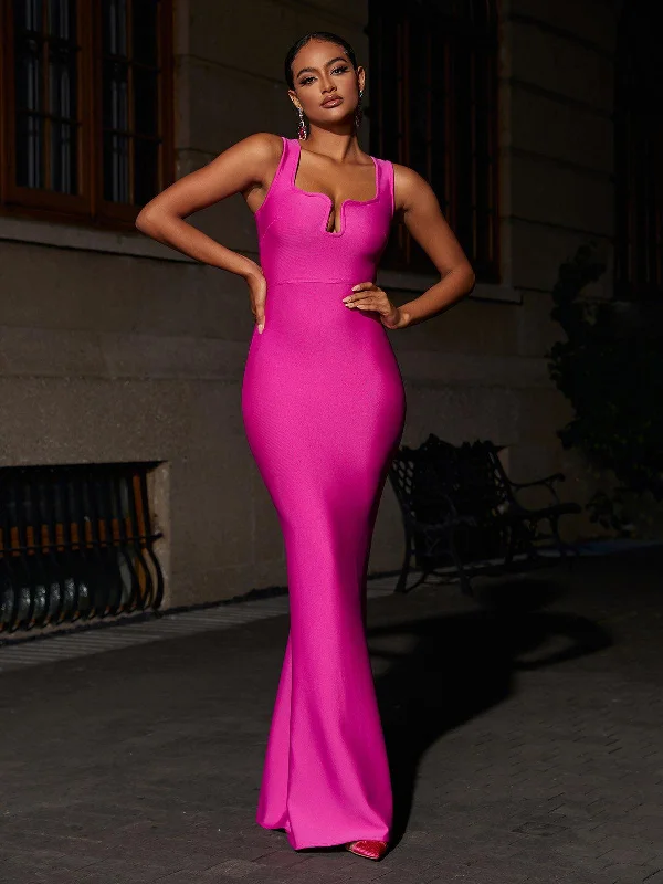 Sadira Bandage Maxi Dress In Hot Pink Comfortable Bohemian Maxi Dress