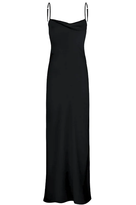Yelena Maxi Dress | Black Elegant Maxi Dress with Slit