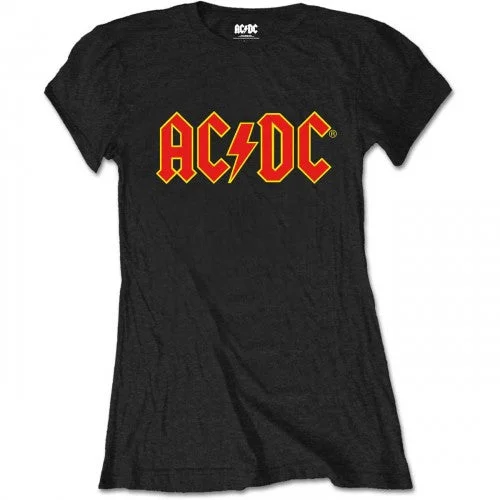 AC/DC Womens/Ladies Logo T-Shirt Polka Dot Checkered Tartan