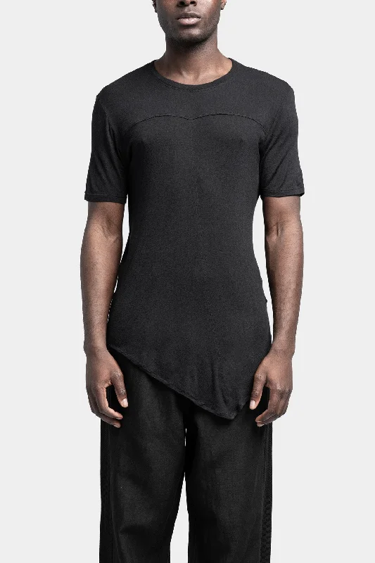 Asymmetrical viscose/silk t-shirt Zippered Front Buttoned Front Snap Front