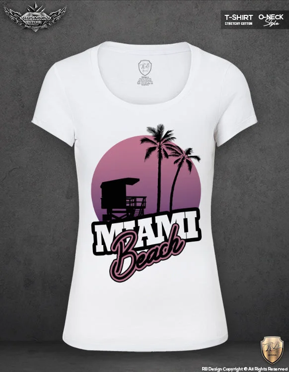 Miami Beach Women's T-shirt Palm Trees Tank Top WD298 M Zippered Front Buttoned Front Snap Front Miami Beach Women's T-shirt Palm Trees Tank Top WD298 M Zippered Front Buttoned Front Snap Front