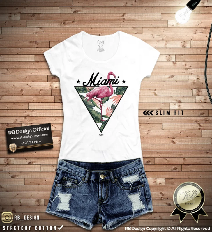 Miami Vibes Fresh Summer T-shirt Ladies Flamingo Graphic Top WD355 Chenille Fabric Brocade Fabric Lace Fabric Miami Vibes Fresh Summer T-shirt Ladies Flamingo Graphic Top WD355 Chenille Fabric Brocade Fabric Lace Fabric