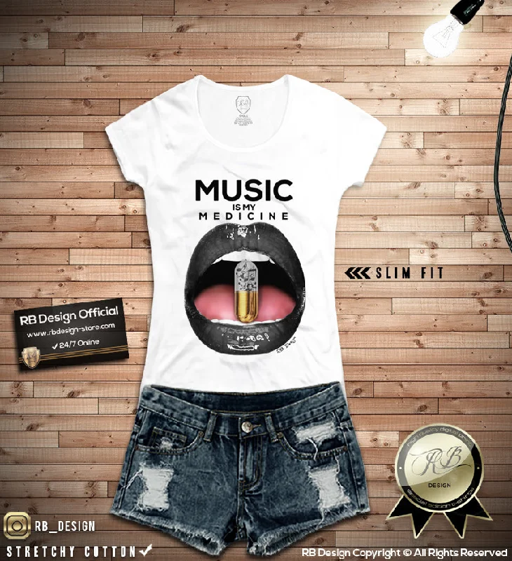 Music Is My Medicine Women's T-shirt Lips Ladies Festival Tank Top WD169 Oversized T-Shirt Spandex breathable Music Is My Medicine Women's T-shirt Lips Ladies Festival Tank Top WD169 Oversized T-Shirt Spandex breathable