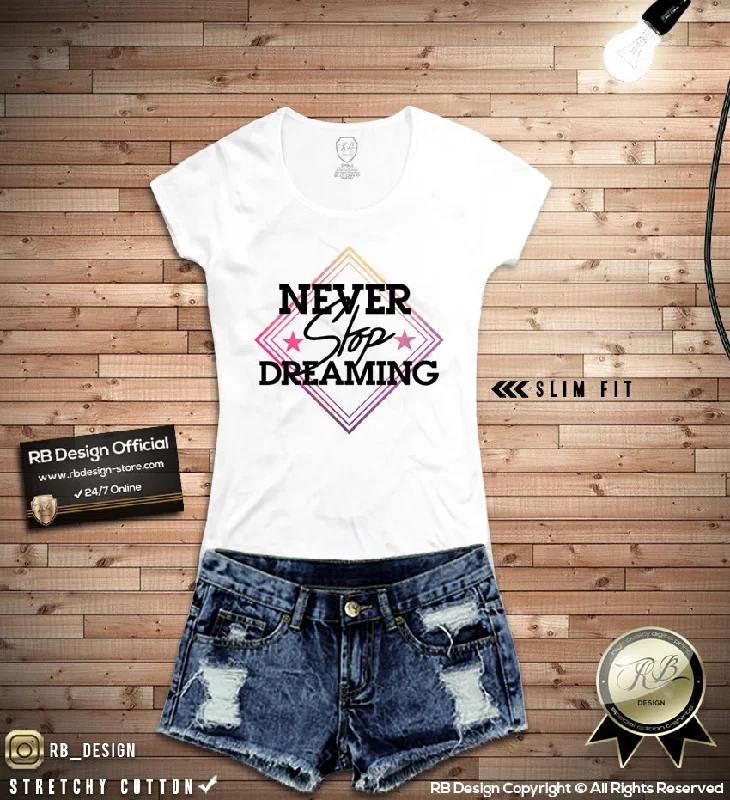 NEVER Stop Dreaming Womens T-shirt Ladies Tank Top WD030 Plaid T-Shirt Polka Dot Checkered NEVER Stop Dreaming Womens T-shirt Ladies Tank Top WD030 Plaid T-Shirt Polka Dot Checkered