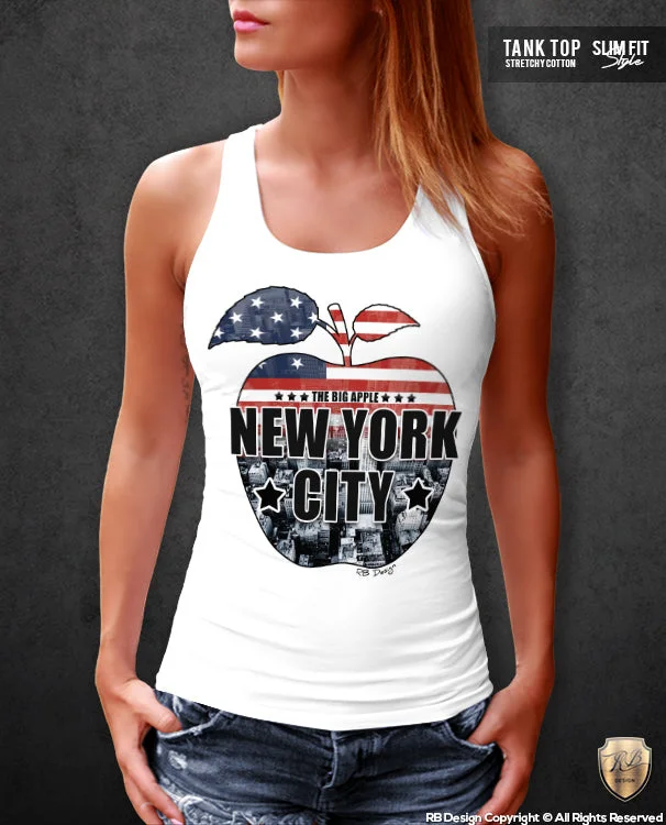 New York Women's T-shirt The BIG APPLE NYC Tank Top WD69 Fleece Fabric Down Fabric Feather Fabric New York Women's T-shirt The BIG APPLE NYC Tank Top WD69 Fleece Fabric Down Fabric Feather Fabric