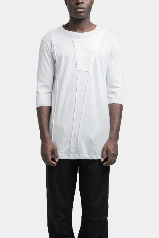 Patch panel t-shirt, White Faux Fur Fabric Real Fur Fabric Shearling Fabric