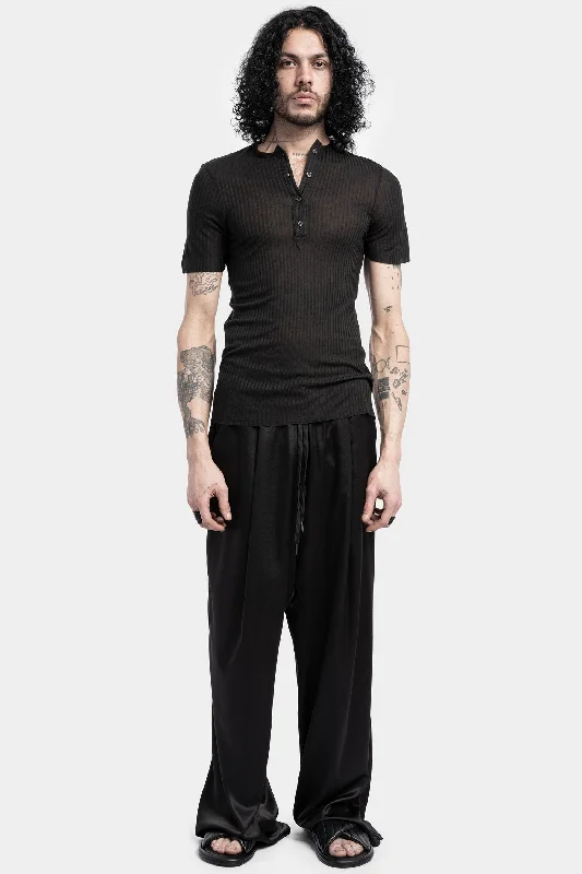 Silk blend henley t-shirt Mesh Canvas Denim
