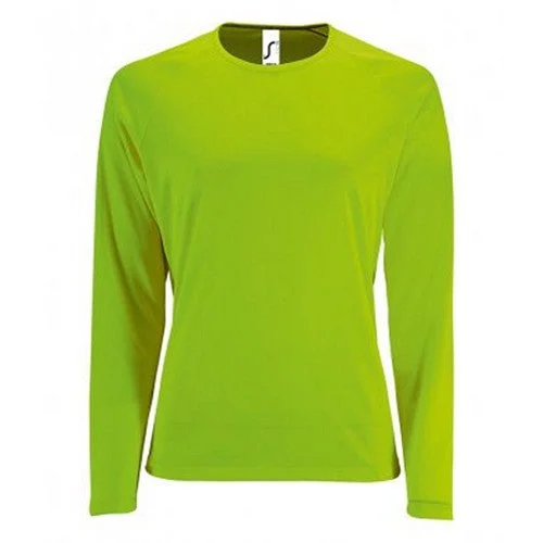 SOLS Womens/Ladies Sporty Long Sleeve Performance T-Shirt Beaded Sequined Faux Fur