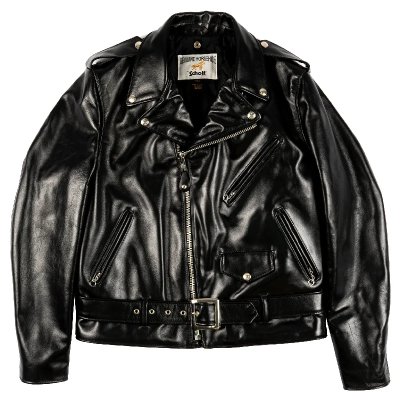 618HH - Horsehide Perfecto Leather Jacket - Black Fleece Jacket Down Jacket Parka