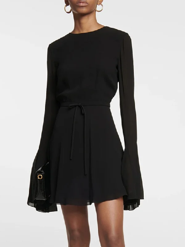Backless Soild Dresses For Women Round Neck Long Sleeve High Wasit Patchwork Lace Up Mini Dress Stylish Sweetheart Neck Mini Dress Backless Soild Dresses For Women Round Neck Long Sleeve High Wasit Patchwork Lace Up Mini Dress Stylish Sweetheart Neck Mini Dress