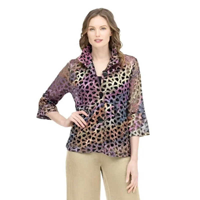 Damee NY Sequin Soutache Short Jacket in Plum - 400-PLM Front Pockets Side Pockets Patch Pockets Damee NY Sequin Soutache Short Jacket in Plum - 400-PLM Front Pockets Side Pockets Patch Pockets