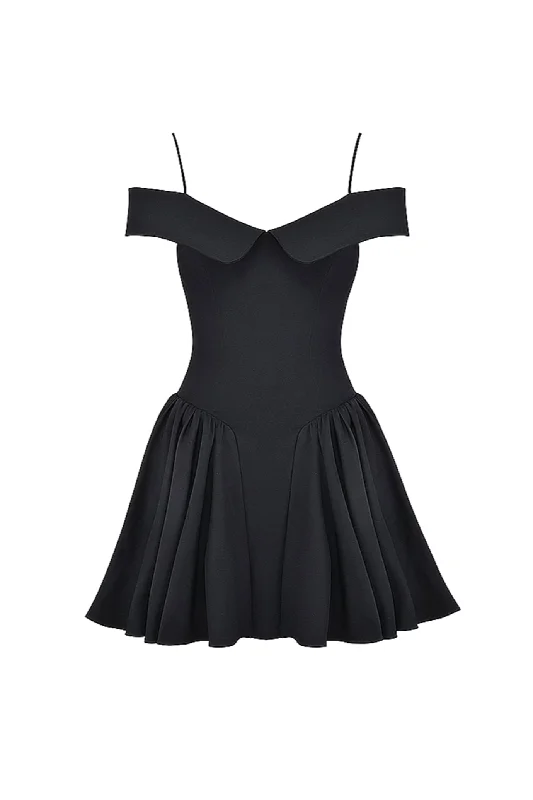 Elida Off Shoulder Mini Dress in Black by House of CB Comfortable Wrap Mini Dress