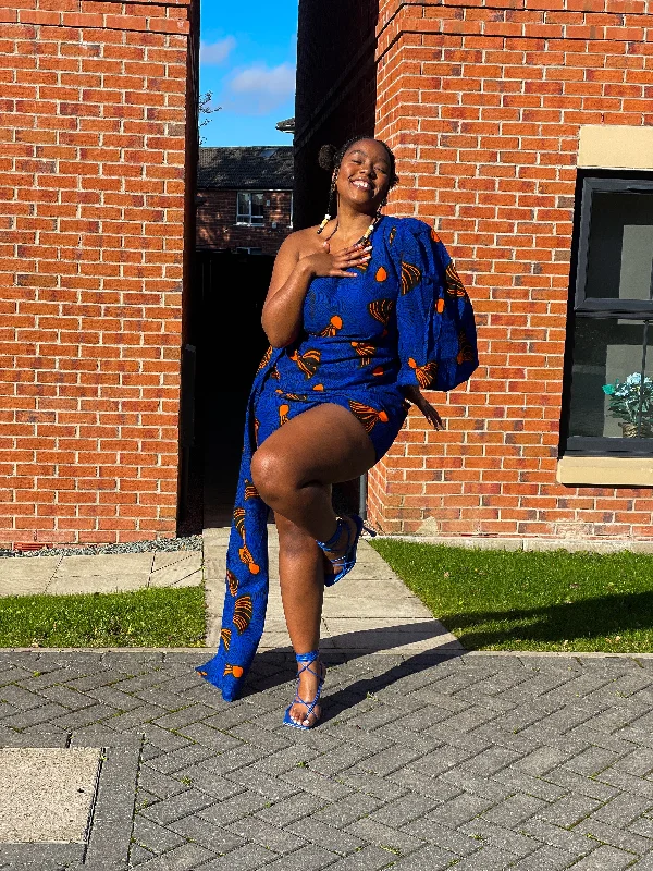 Fina Ankara Short Mini Dress | Yellow and Orange African Tribal Print Fashionable Lace Mini Dress Fina Ankara Short Mini Dress | Yellow and Orange African Tribal Print Fashionable Lace Mini Dress