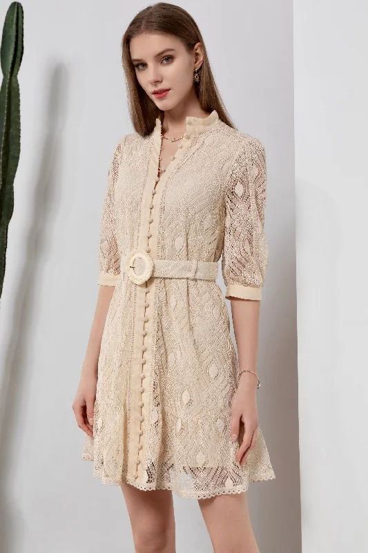 Isadore Mini Dress - Cream - GDS Classic Black Mini Dress