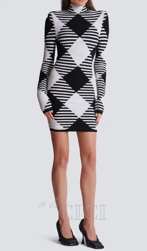 mini dress in rolled gingham knit Classic Shift Mini Dress