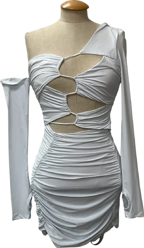 Mistress Rocks White Jersey Asymmetric Cutout Mini Dress UK S Elegant Off-Shoulder Dress Mini Mistress Rocks White Jersey Asymmetric Cutout Mini Dress UK S Elegant Off-Shoulder Dress Mini