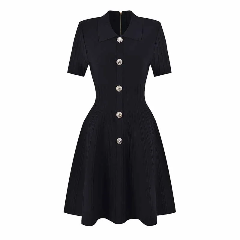Ribbed Knit Mini Dress Flared Knit Dress With Buttons Classic Floral Mini Dress
