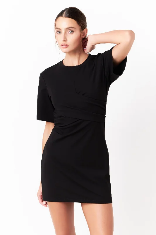 Grey Lab - Twist Detail Knit Mini Dress Stylish Spaghetti Strap Mini Dress