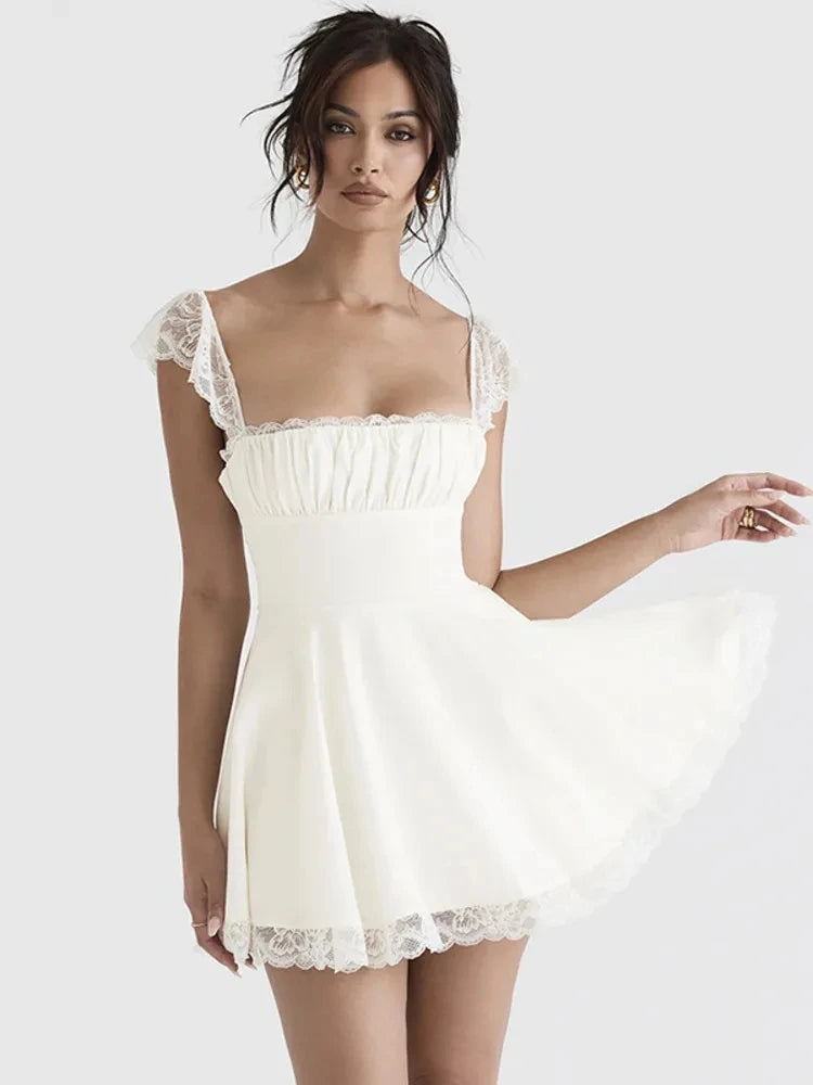 Women's Corset Lace Trim Fashion Designer Mini Dresses (Short) Cozy Wraparound Mini Dress Women's Corset Lace Trim Fashion Designer Mini Dresses (Short) Cozy Wraparound Mini Dress