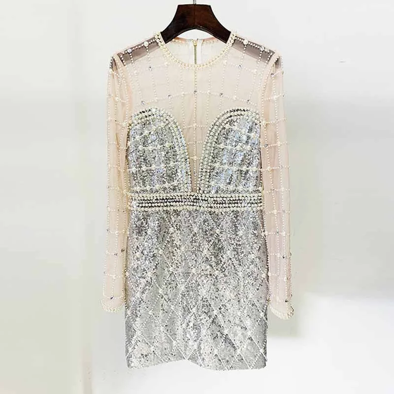 Womne Diamond Glamorous Mini Dress Sequined Long Sleeve Short Prom Dress Comfortable Fit-and-Flare Mini Dress Womne Diamond Glamorous Mini Dress Sequined Long Sleeve Short Prom Dress Comfortable Fit-and-Flare Mini Dress