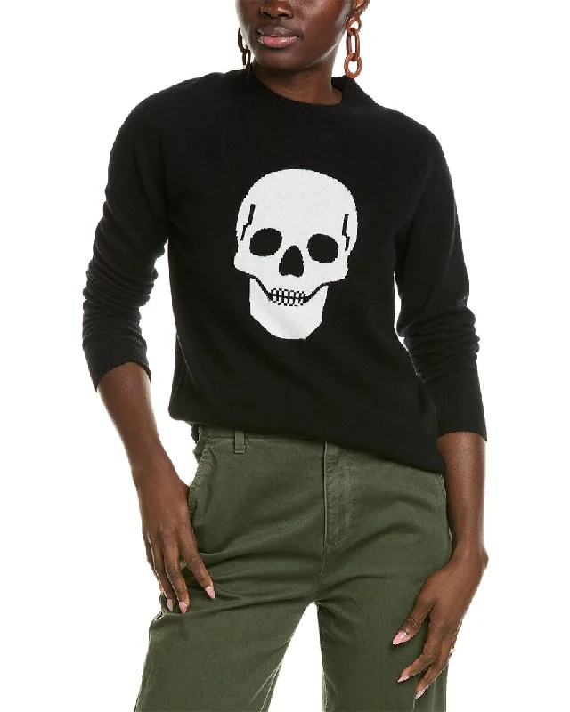 27 Miles Malibu womens  Center Front Intarsia Skull Cashmere Sweater, xs, Black Machine Wash Dry Clean Hand Wash
