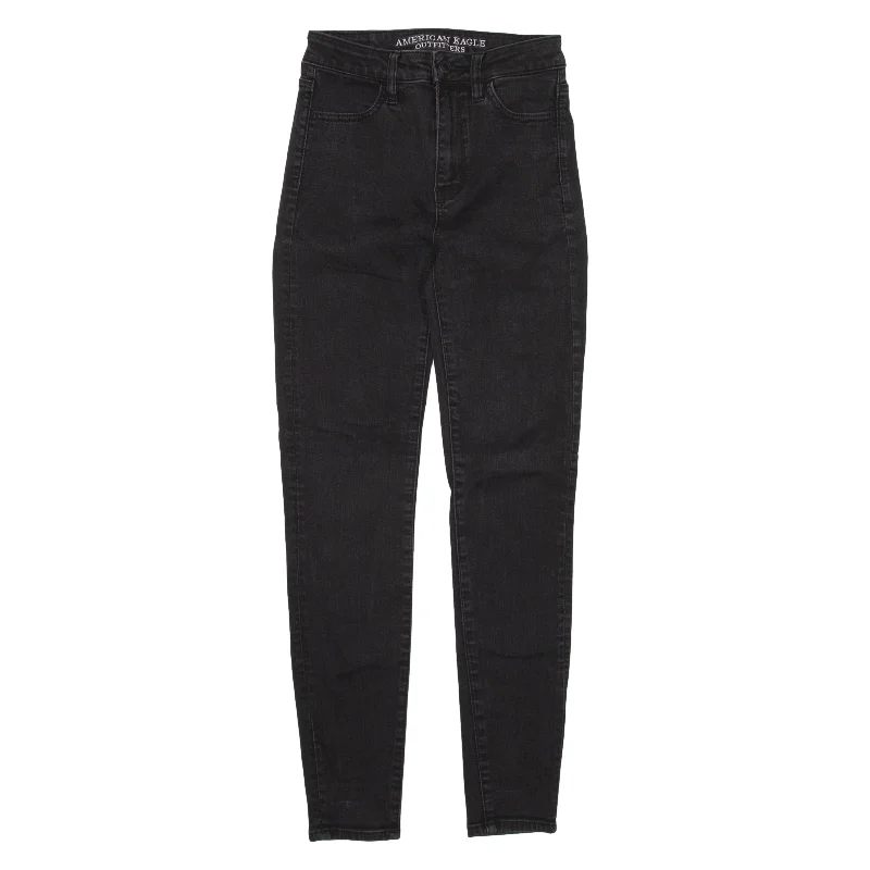 AMERICAN EAGLE OUTFITTERS Jeans Black Denim Slim Skinny Womens W25 L28 Comfortable Faded High-Rise Jeans AMERICAN EAGLE OUTFITTERS Jeans Black Denim Slim Skinny Womens W25 L28 Comfortable Faded High-Rise Jeans