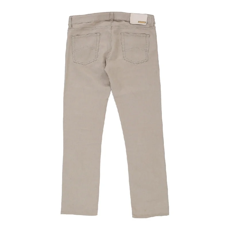 Armani Jeans - 32W UK 10 Cream Linen Blend Trendy Wide-Legged High-Waist Jeans