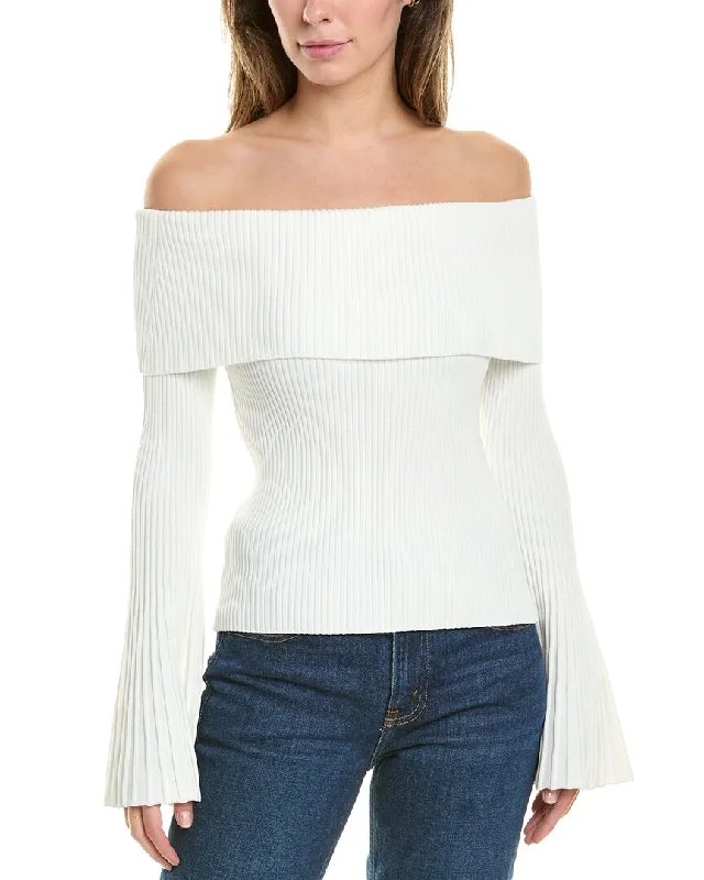 BCBGMAXAZRIA Off Shoulder Sweater Fitted Loose Oversized