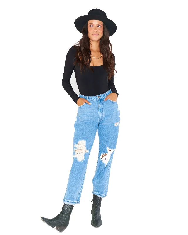 Boston Boyfriend Jeans | Vintage Blue Comfortable Stretch Fit Jeans