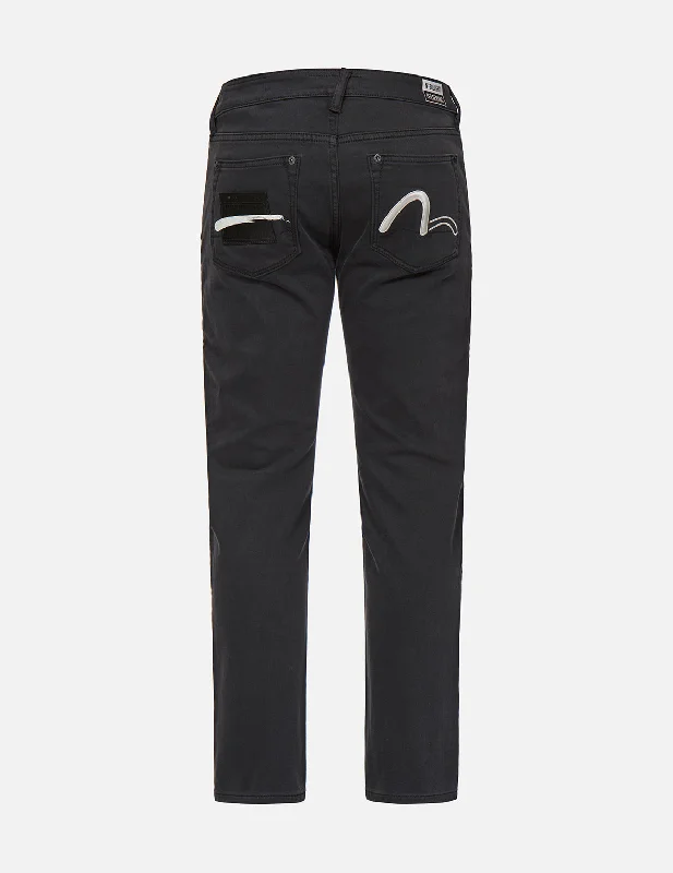 Brush Stroke Print Badge Slim Fit Jeans Casual Light Wash Jeans