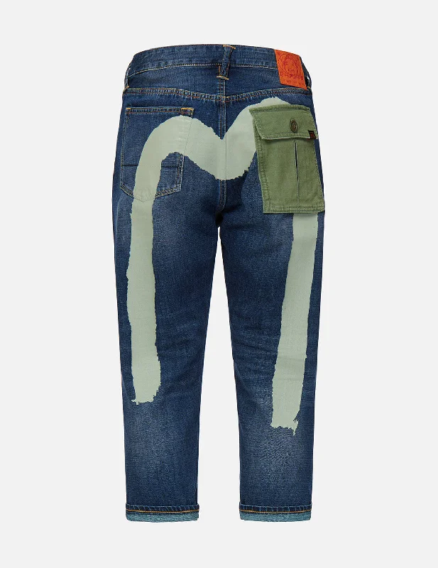Brushstroke Daicock Military-hybrid Cropped Jeans Trendy Skinny Fit Jeans