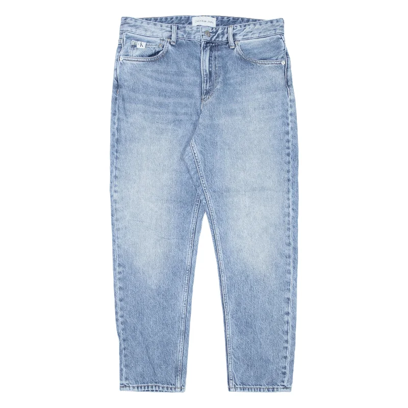 CALVIN KLEIN Jeans Blue Denim Regular Tapered Stone Wash Womens W31 L27 Comfortable Drawstring Waist Jeans CALVIN KLEIN Jeans Blue Denim Regular Tapered Stone Wash Womens W31 L27 Comfortable Drawstring Waist Jeans